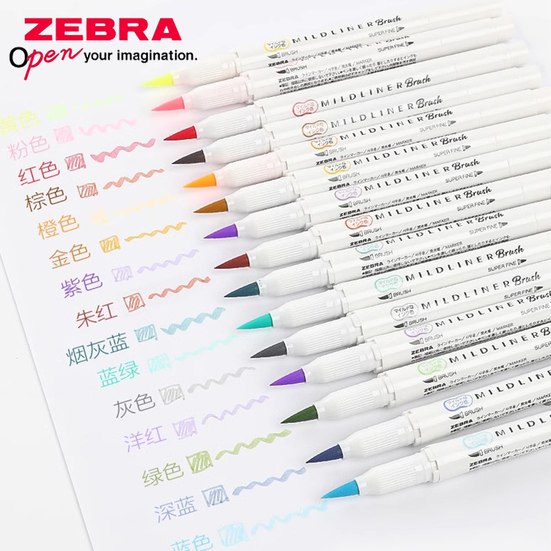 Zebra Pen Mildliner - Japan Zebra Dubbel-Einde Borstel Pen Zachte