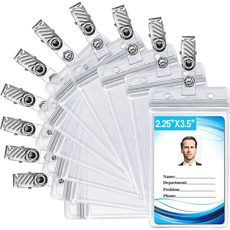 Index Card Holder - ID-kaarthouder met metalen badgeclip – Waterdichte,