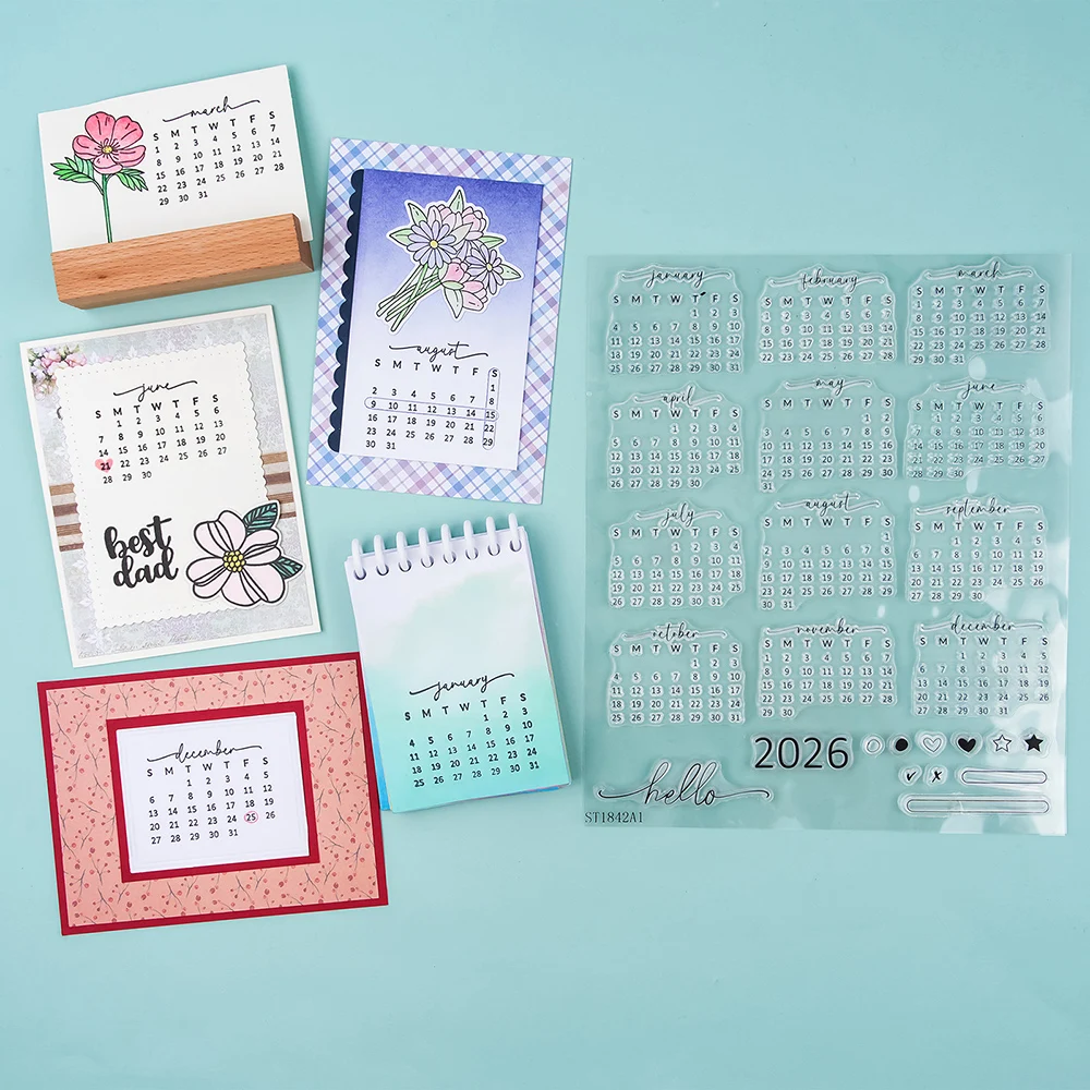 Rubber Date Stamp - Kalenderdatum 2026 Duidelijke stempel Tijd Week