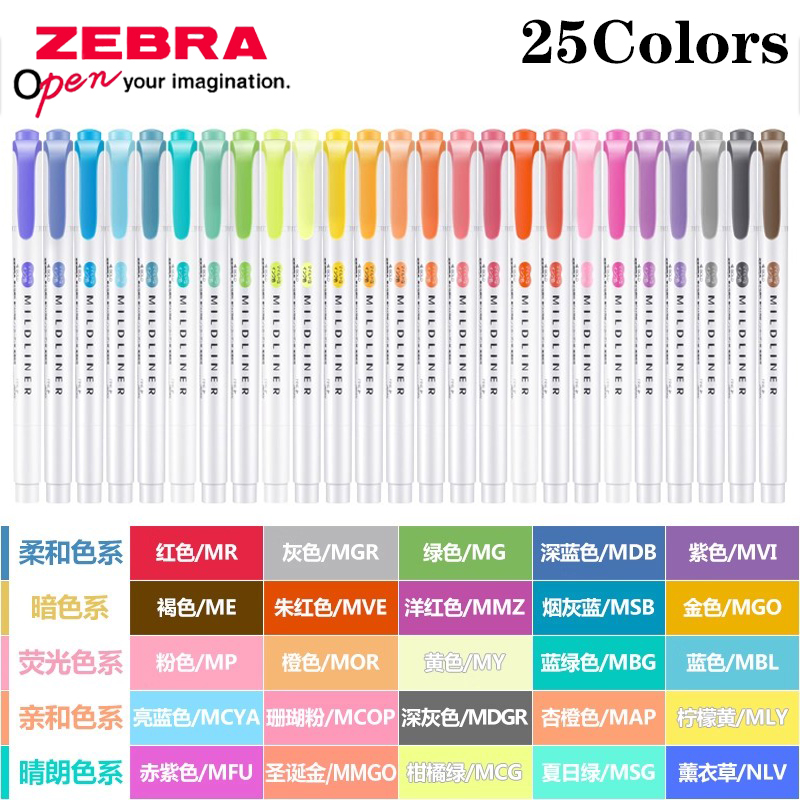 25 Kleuren Japan ZEBRA Mildlin - Zebra Pen Mildliner recensie en prijs